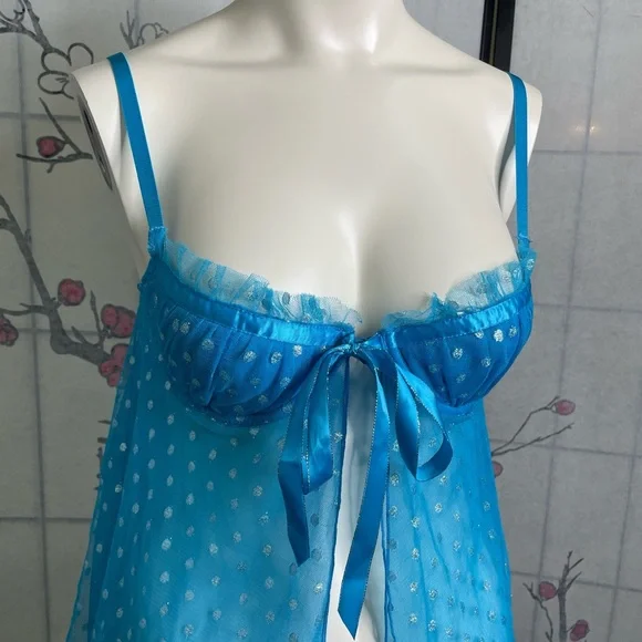 Victoria Secret Blue Sheer Babydoll Lingerie - Picture 2 of 4